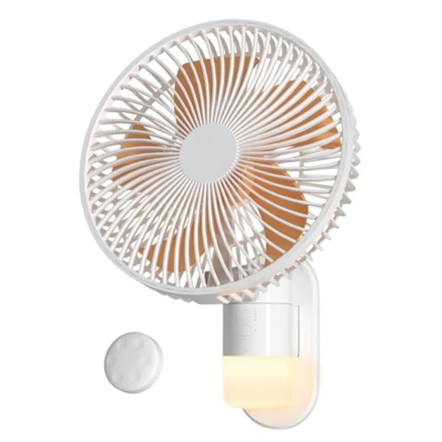 

10" Wall Mount Fan with Light and Remote Control for Small Spaces RV Fan with 30dB Quiet 20ft Powerful Airflow Timer 90° Auto O
