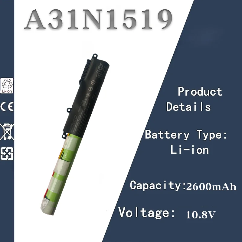 Penggantian Baterai Notebook ASUS A31N1519 Baru 10.8V 2600mAh untuk VM520U A540U D540Y X540L X540SA
