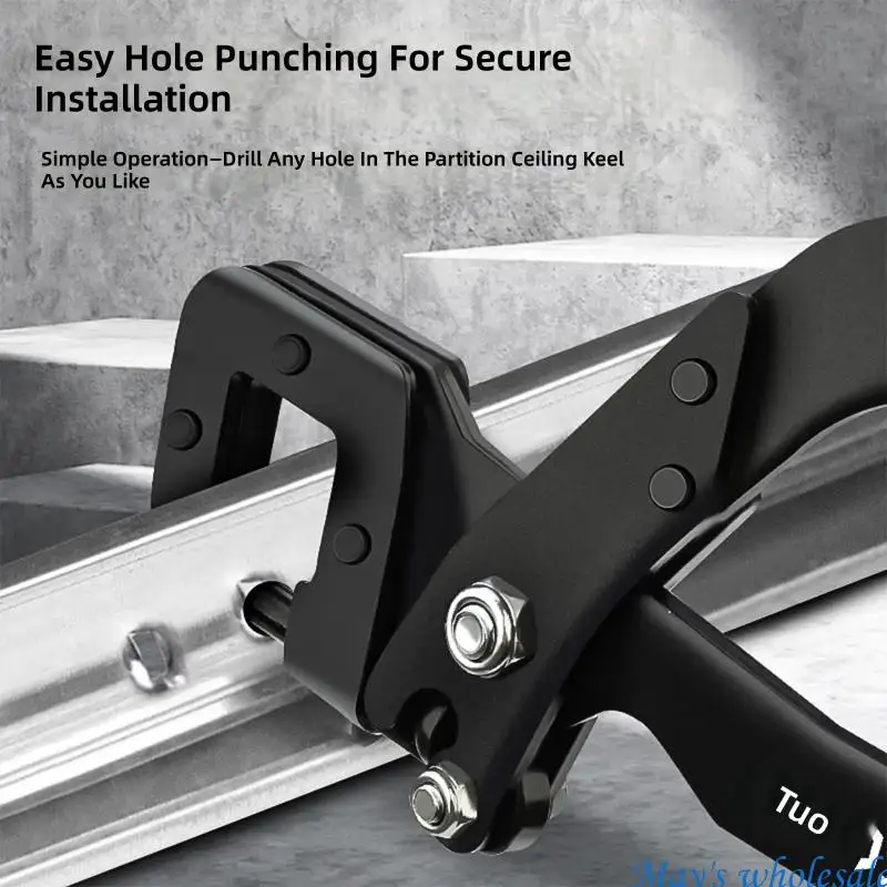 12 Inch Hole Punching Pliers Tool For Light Gauges Steel Studs With Comfortable Grip and High Carbon Steel Construction 448A