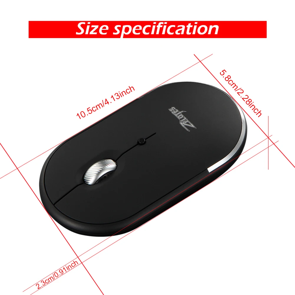 Ratón inalámbrico Compatible con Bluetooth y ratón silencioso de 2,4 GHz, ratón óptico de 2400 DPI para ordenador portátil y Macbook