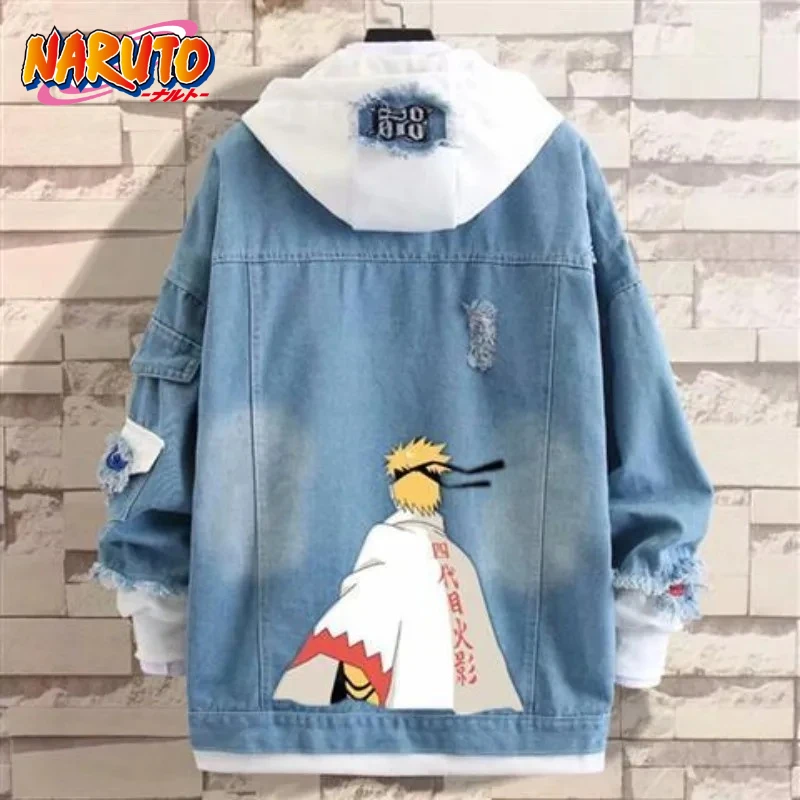 اليابانية ناروتو ساسوكي أنيمي الطرفية جديد 2025 الدنيم سترة الذكور الخريف في سن المراهقة طالب وهمية قطعتين سترة علوية هدية عيد #1