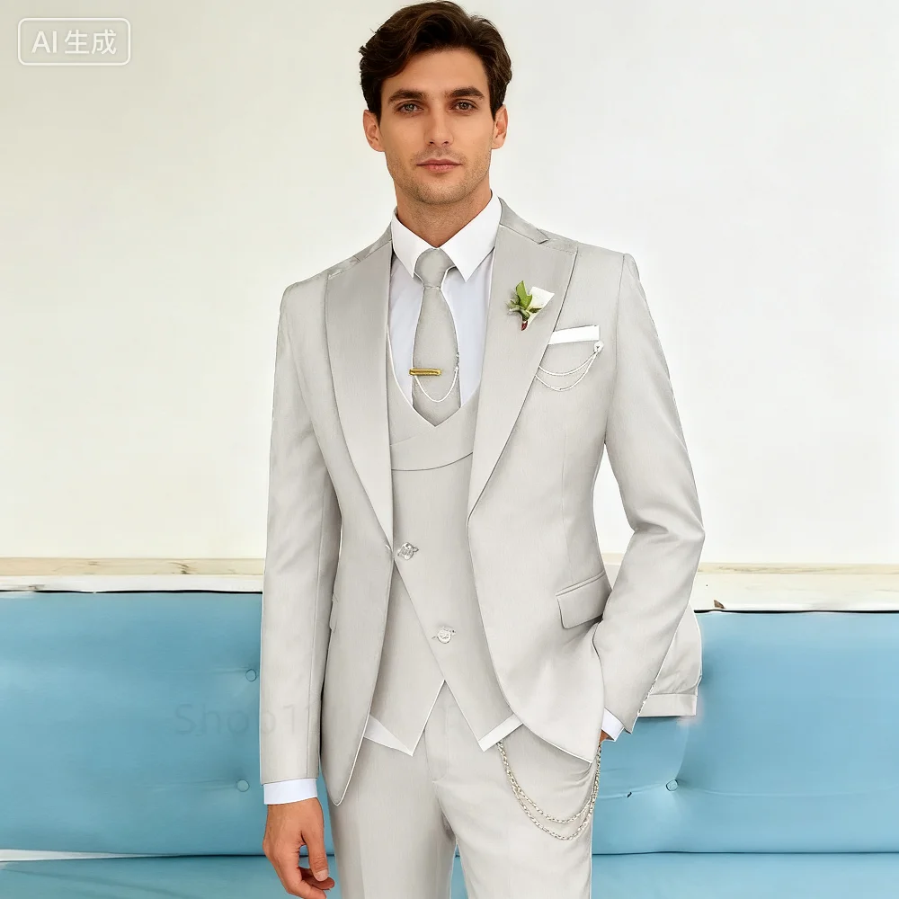 

Bonito Men's 3-Piece Terno Unique Breasted Blazer Outfits Casual Daily Fashion Fitted Wedding Ceremony Business Suit