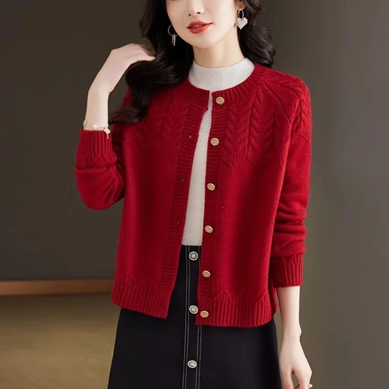 

Утягивающий большой размер, осенне-зимний открытый кардиган, круглый вязаный свитер, свободная верхняя одежда для ленивых, топ для женщин