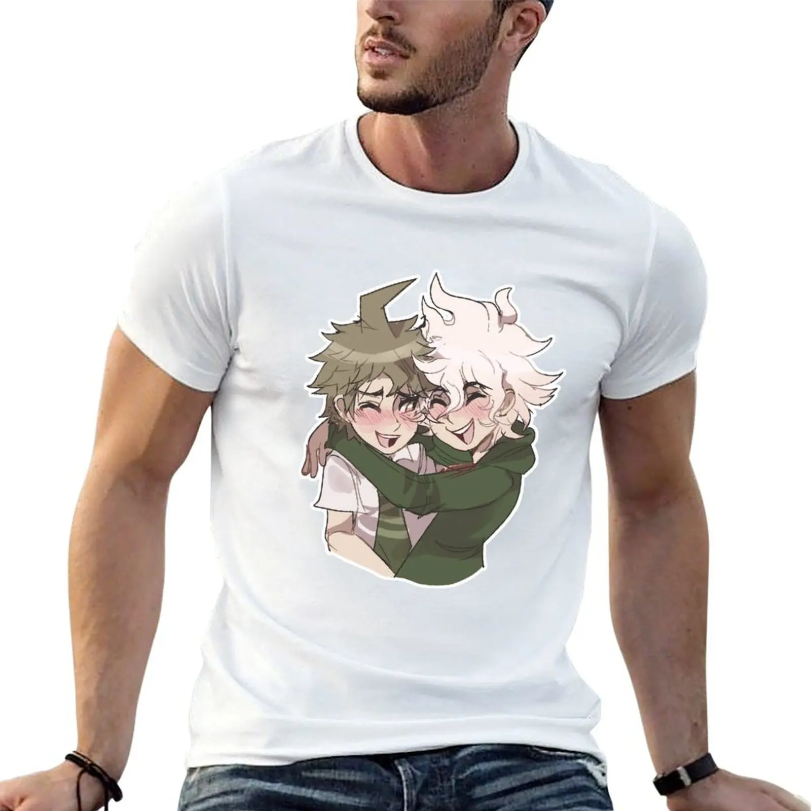 komahina komaeda and hinata dangan ronpa T-Shirt plus size tops cotton graphic tees t shirts for men