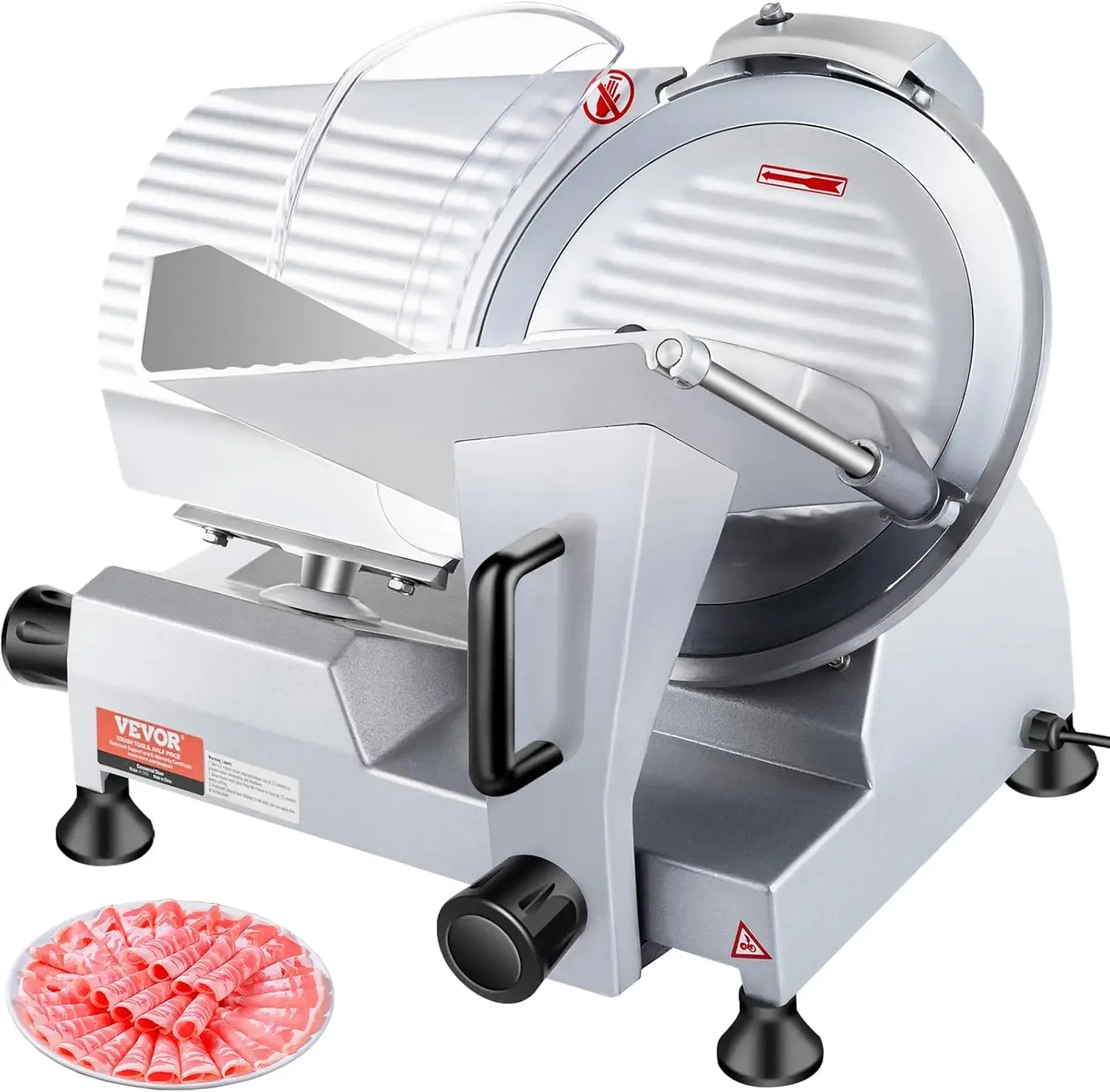 Commercial Meat Slicer, 10 inch Electric Food Slicer, 240W Frozen Meat Deli Slicer, Premium Chromium-plated Steel Blade Semi-Aut