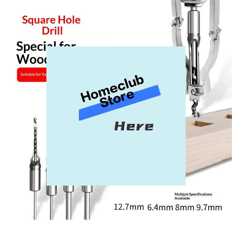 Durable Square Hole Drill Bits 6.4/8/9.5/12.7mm Portable Mortising Chisel Adapter For DIY Woodworking Drilling Tools【Homeclub】