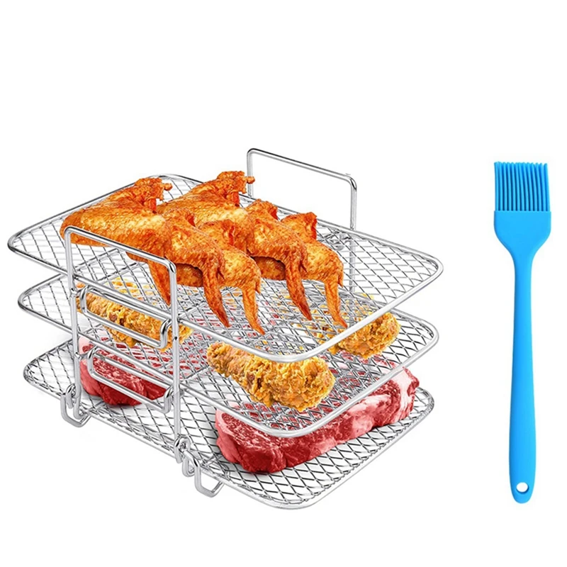 

Air Fryer Rack 304 Stainless Steel Multi-Layer Dehydrator Rack Toast Rack Parts Accessories For Ninja Dual Air Fryer