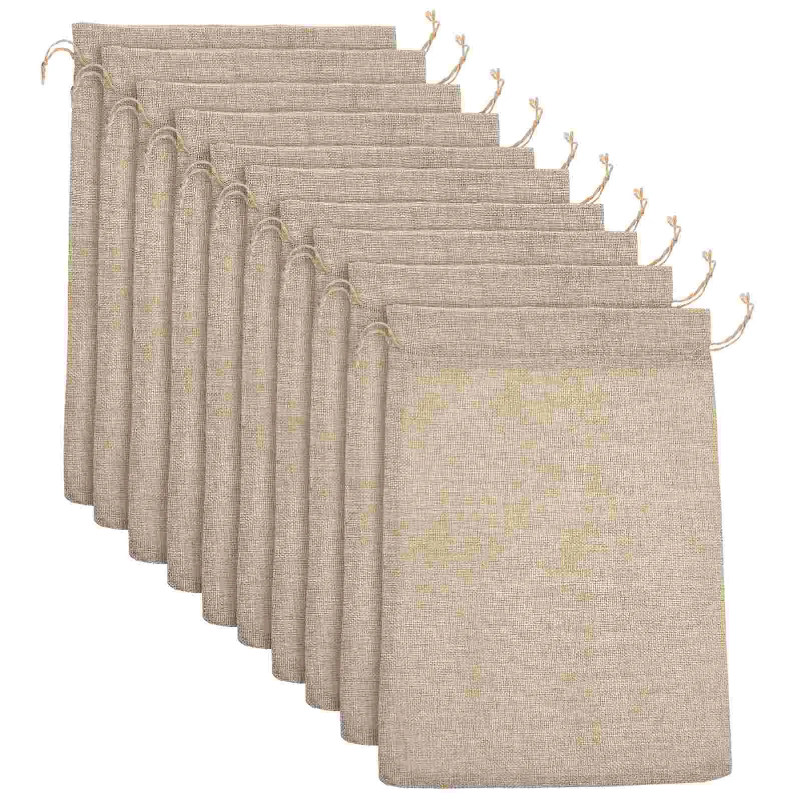 

10 Pcs Burlap Bag with Drawstring Portable Gift Bags Bulk Easter Party Favor Candy Small Cotton Linen Pouches