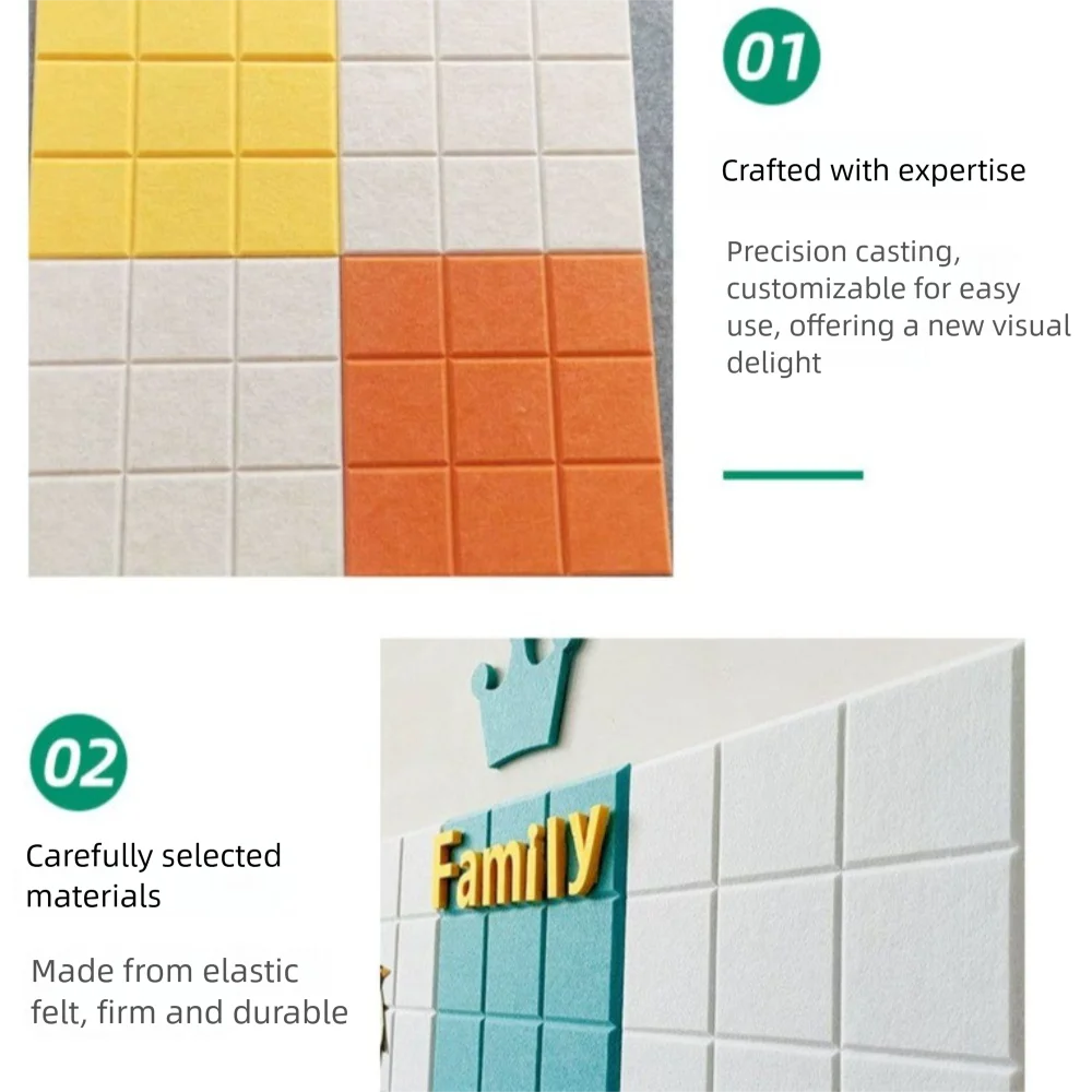 30x30cm Grid Felt Wall Panel Polyester Fiber Art Decorative Sound-absorbing Board Display Board Background Wall Display Board