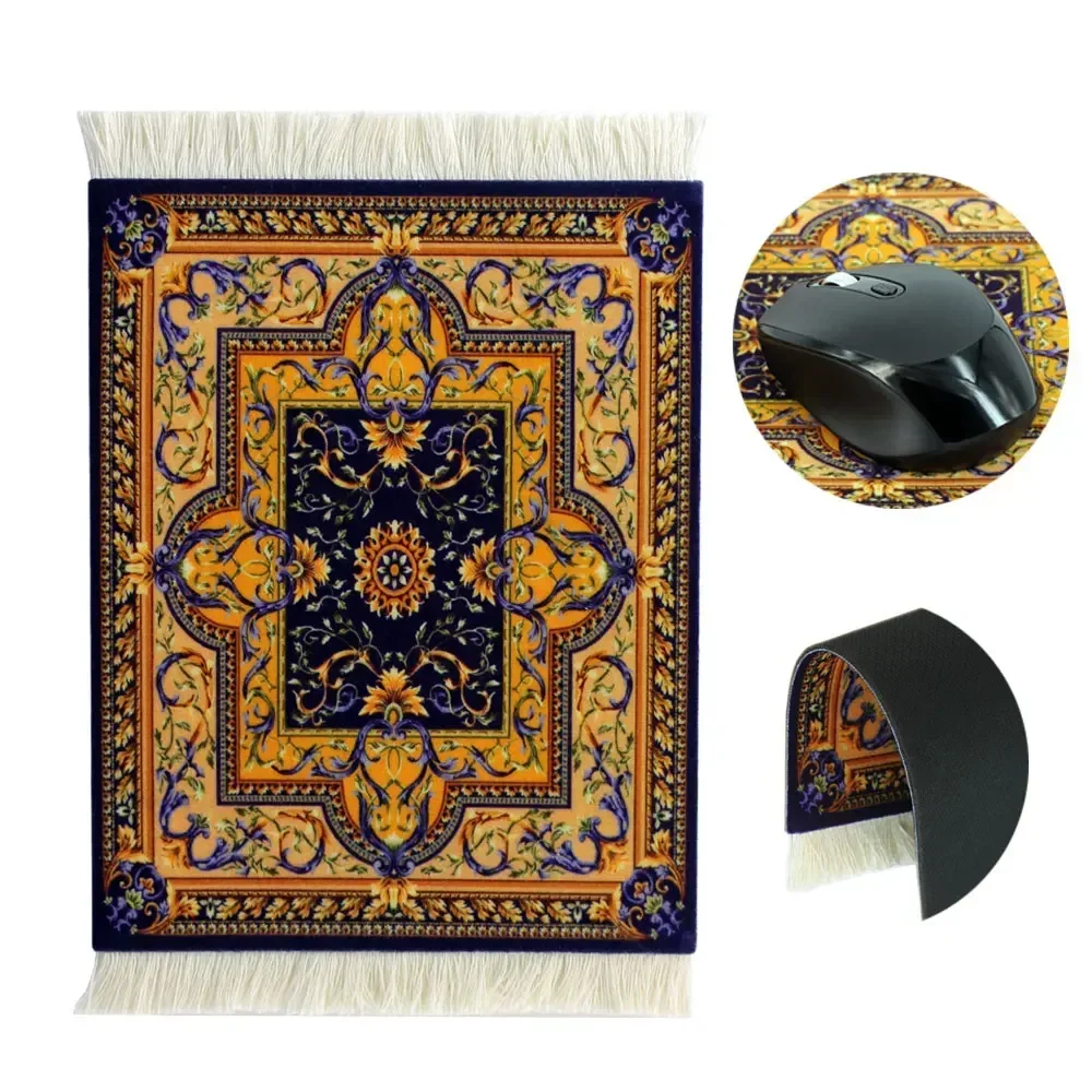 Persian mini woven carpet mouse pad retro style non-slip wear-resistant rubber bottom with seamed edge table mat accessories