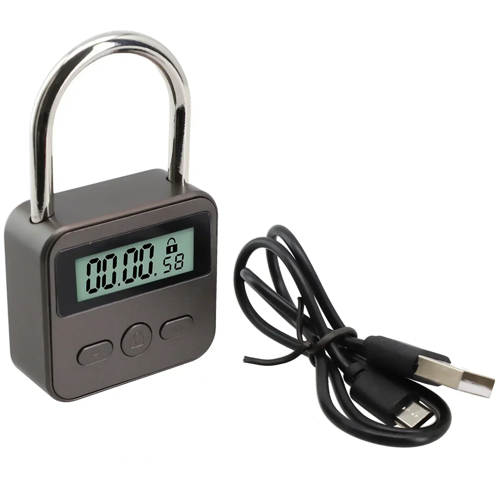 Smart Time Lock LCD Display Time Lock Multifunction Travel Electronic-Timer, Waterproof USB Rechargeable Temporary Timer-Padlock