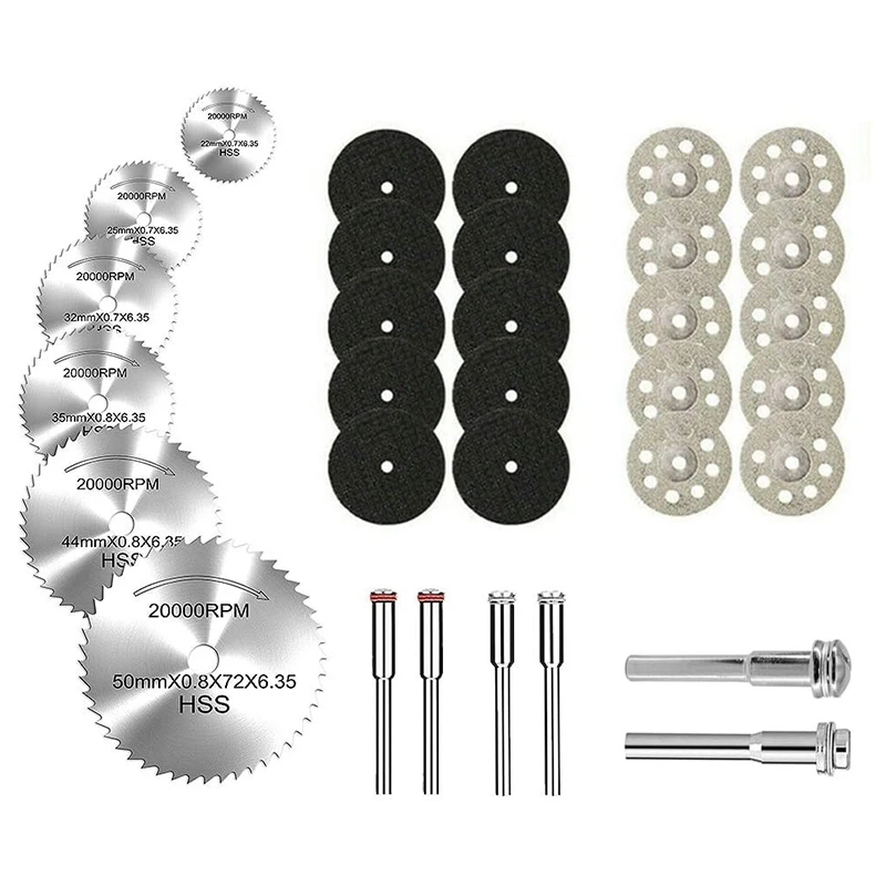 

32Pcs Saw Blade Set HSS Mini Circular Saw Blade For Dremel Rotary Tools Resin Cut-Off Wheels Diamond Cutting Discs