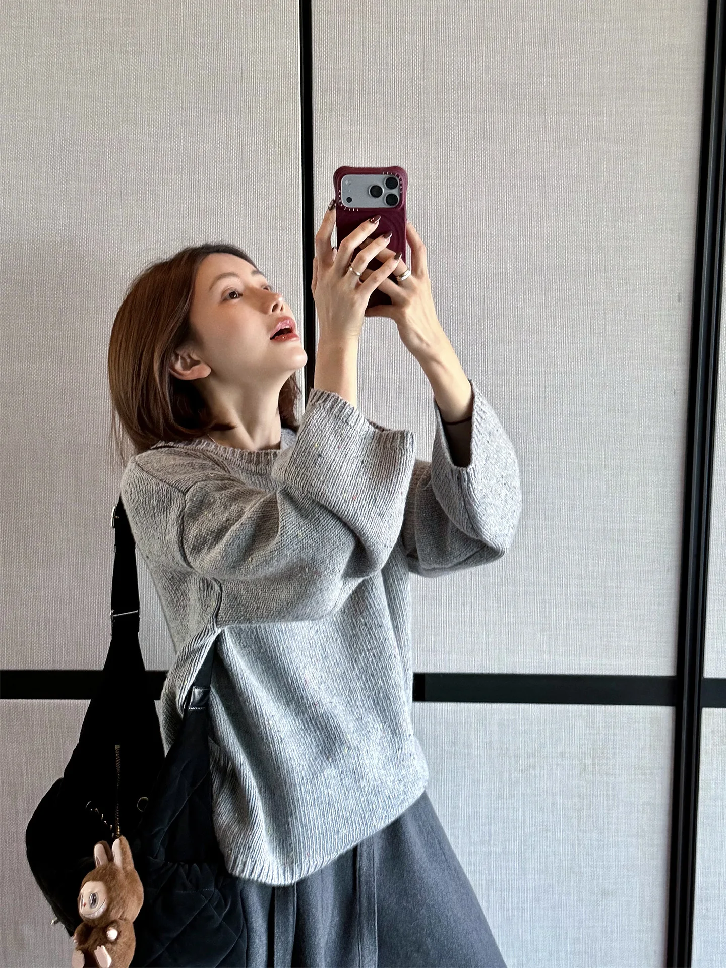 

Утепленный теплый шерстяной вязаный свитер для женщин, простой, с круглым вырезом, из пряжи в горошек, повседневная одежда, зимняя мода