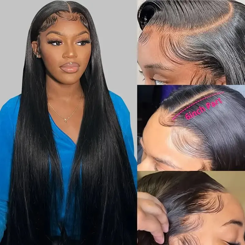 Rosabeauty 13x6 Straight Lace Front Wig Human Hair 40 Inch 13X4 Frontal 5X5 Glueless Ready to Wear Wigs 250% For Women