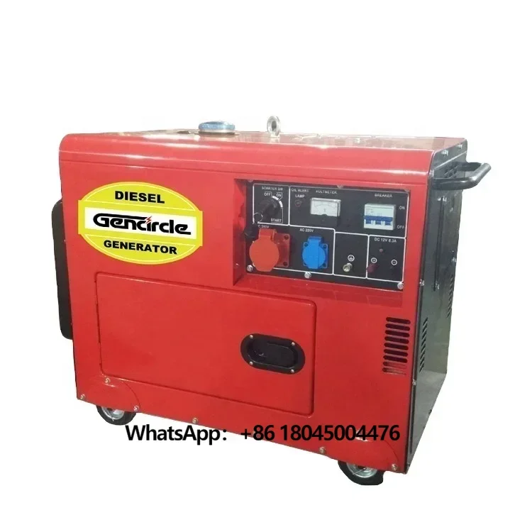 Power Generation 6000W 6500KW 7000W AC Generator Soundproof Type Engine Generator with Small Wheels/