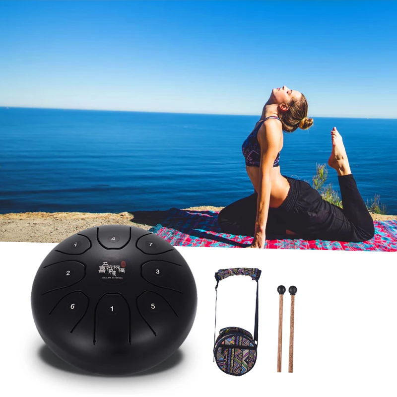 Tambor de lengua de acero con llave C de 5,5 pulgadas, Mini instrumento de percusión de tambor manual de acero de 8 tonos con mazos de tambor, bolsa de transporte, nuevo