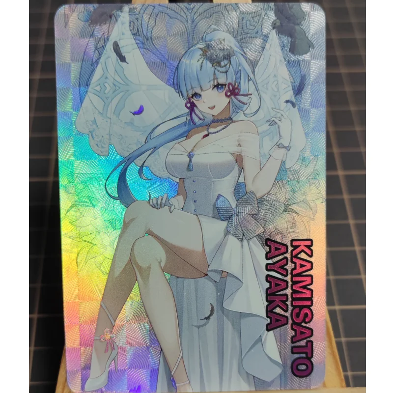 1Pcs/Set Genshin Impact Cards ACG Girl Yelan Shenhe Kamisato Ayaka Anime Game Characters Collection Color Flash Cards DIY Toys