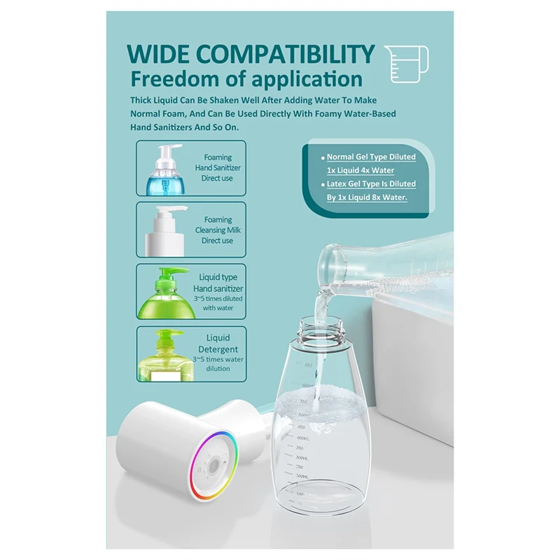 A04G-Multifunctional Waterproof Electric Foaming Shampoo Dispenser Soap Dispenser For Window Cleaning Bathing Toilet