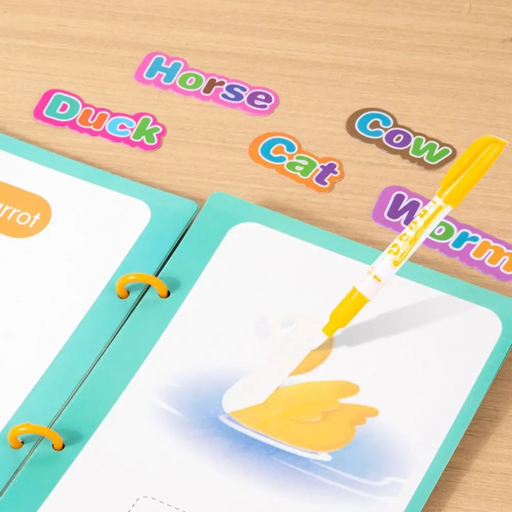 Colorazione con penna Giochi da disegno ad acqua Disegno di cartoni animati Montessori Giocattoli Montessori Libro da disegno riutilizzabile educativo precoce per bambini