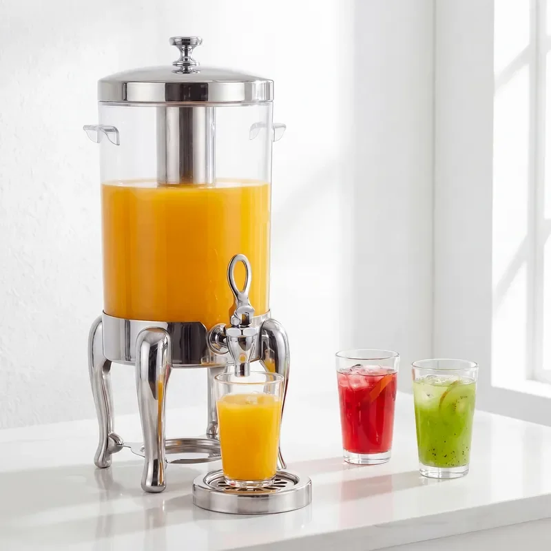 5.8L Stainless Steel Beverage Dispenser with Faucet Large Capacity Juice Bucket for Hotel Commercial Buffet Cold Drink Server