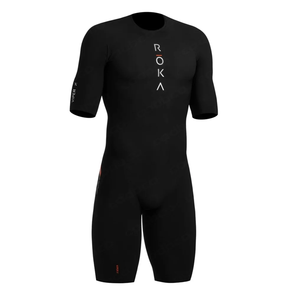 Summer ROKA Triathlon Skinsuit Men's Short Sleeve Tights Cycling Suit MTB Ropa Ciclismo Elastic Bike Running Swimming Bodysuit