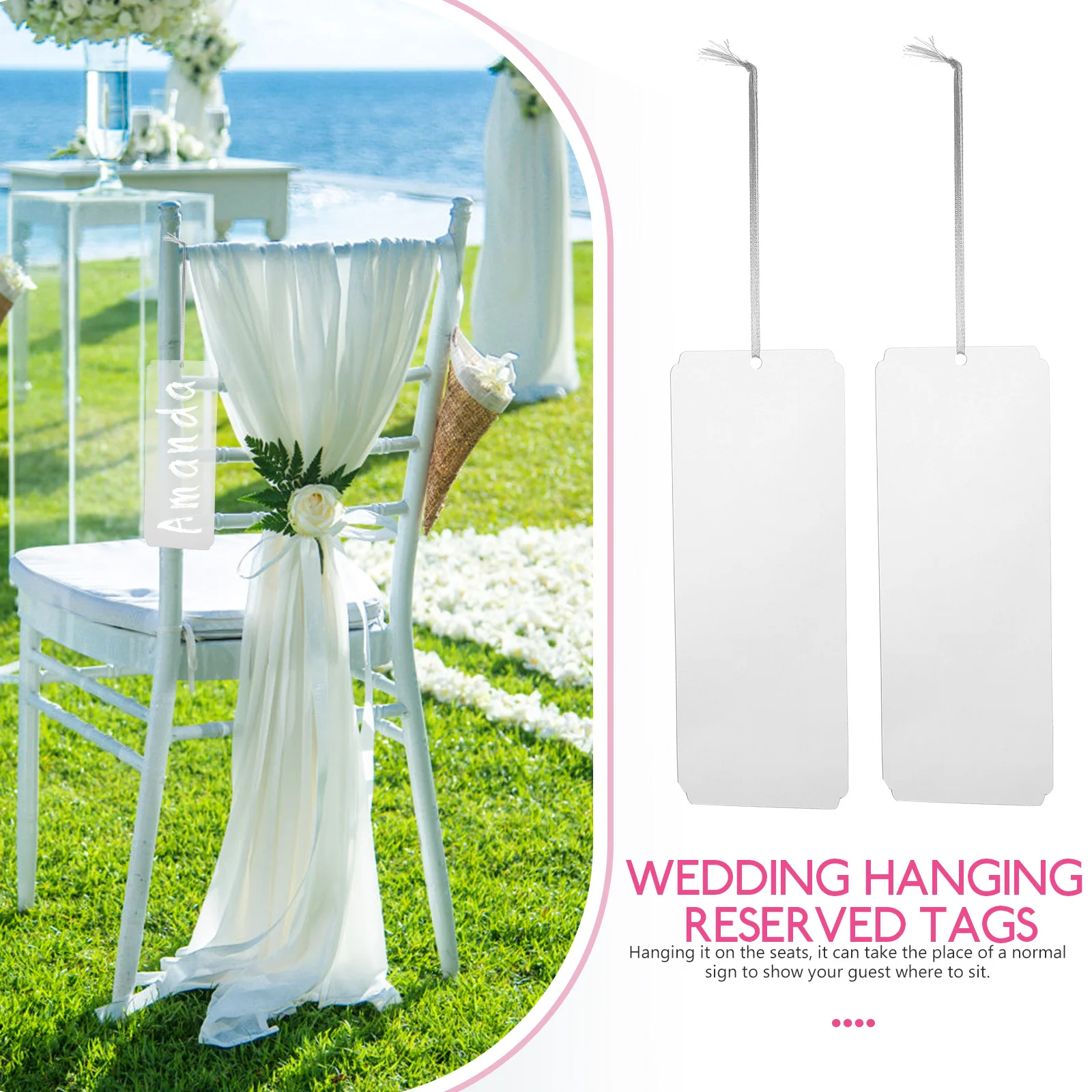 

5Pcs Wedding Chair Tags Acrylic Hanging Reserved Signs for Seating Decoration Vintage Modern Farmhouse Party Event Use
