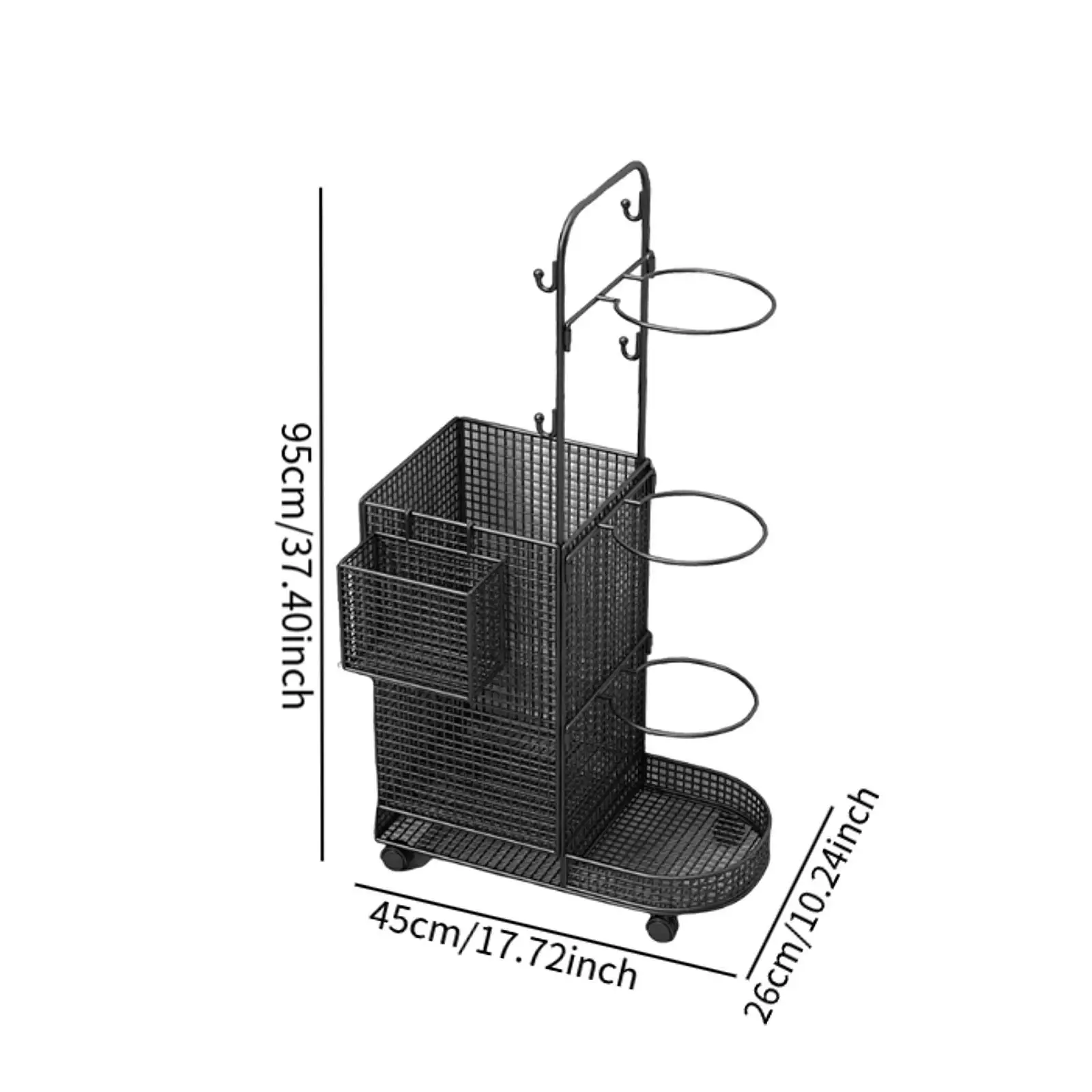 

Indoor Ball Storage Rack Ball Shelf Practical Sports Equipment Organizer with Wheels for Foam Roller Dumbbells Football Rugby