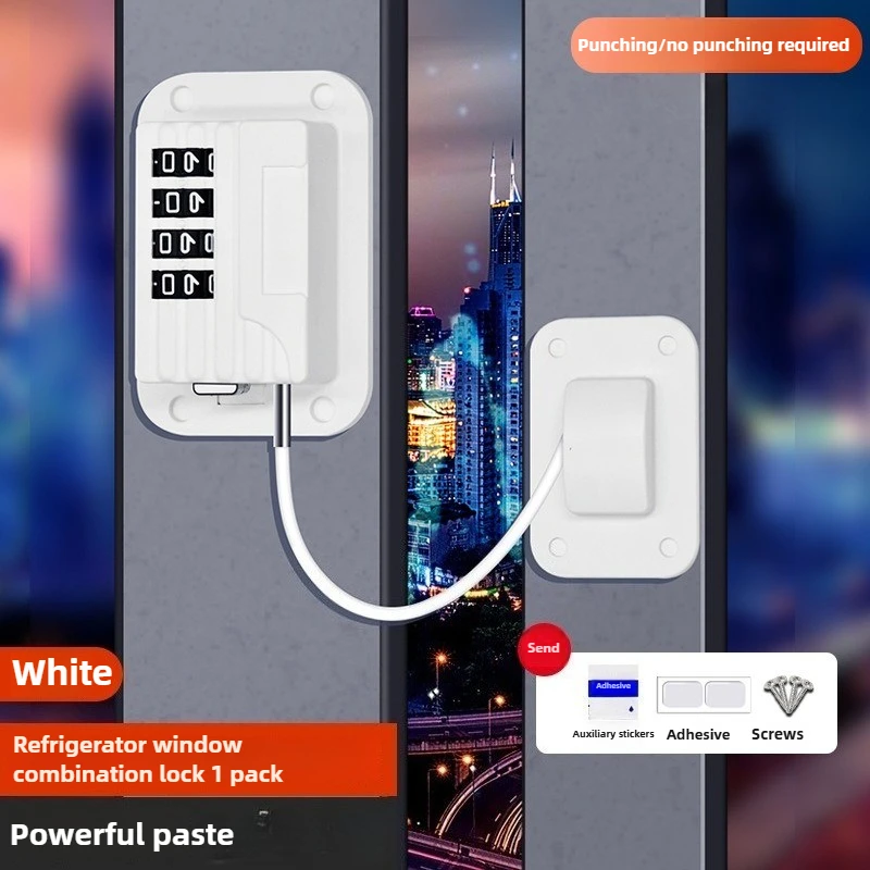 قفل أمان بكلمة مرور بدون مثقاب - قفل خزانة/باب عالي التحمل للأبواب المنزلقة، قفل ثلاجة آمن للأطفال (مضاد للسرقة، للاستخدام المنزلي) #1