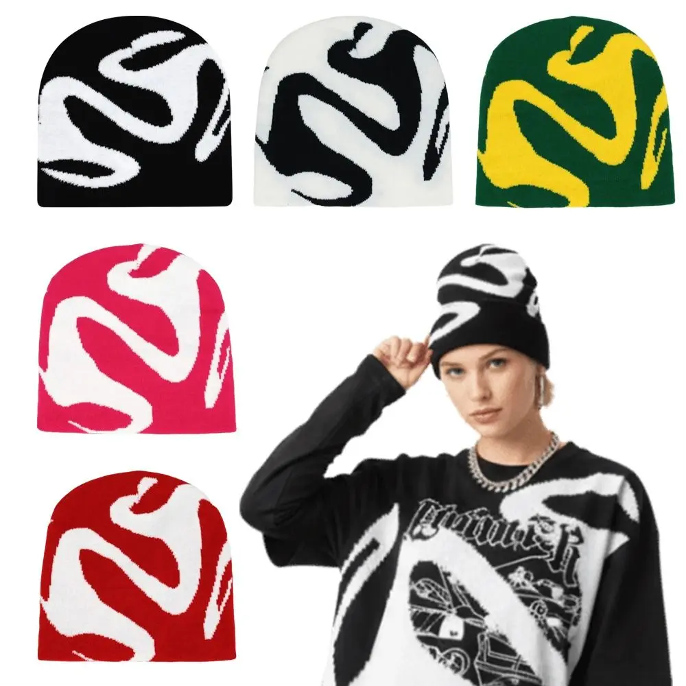 Pullover Design Knitting Beanies Neutral Knitted Fashion Trend Jacquard Hats Outdoor Warm Vintage Style Warm Hat Autumn Winter