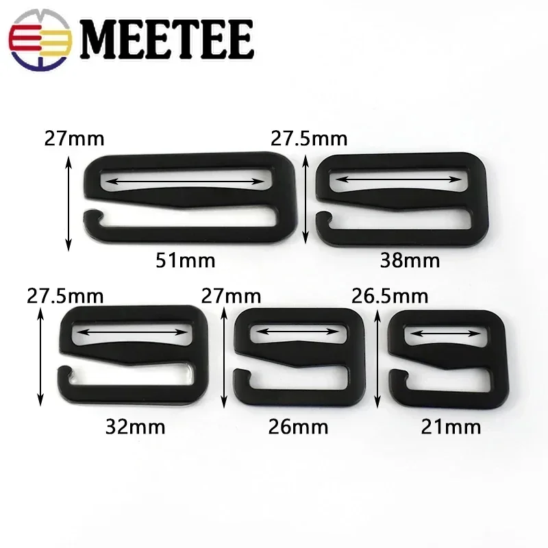 5/10Pcs Meetee 20-50mm Metal Tri-Glide Hook Adjust Buckle Bag Belt Bra Strap Slider Clasp Hooks DIY Sewing Hardware Accessories