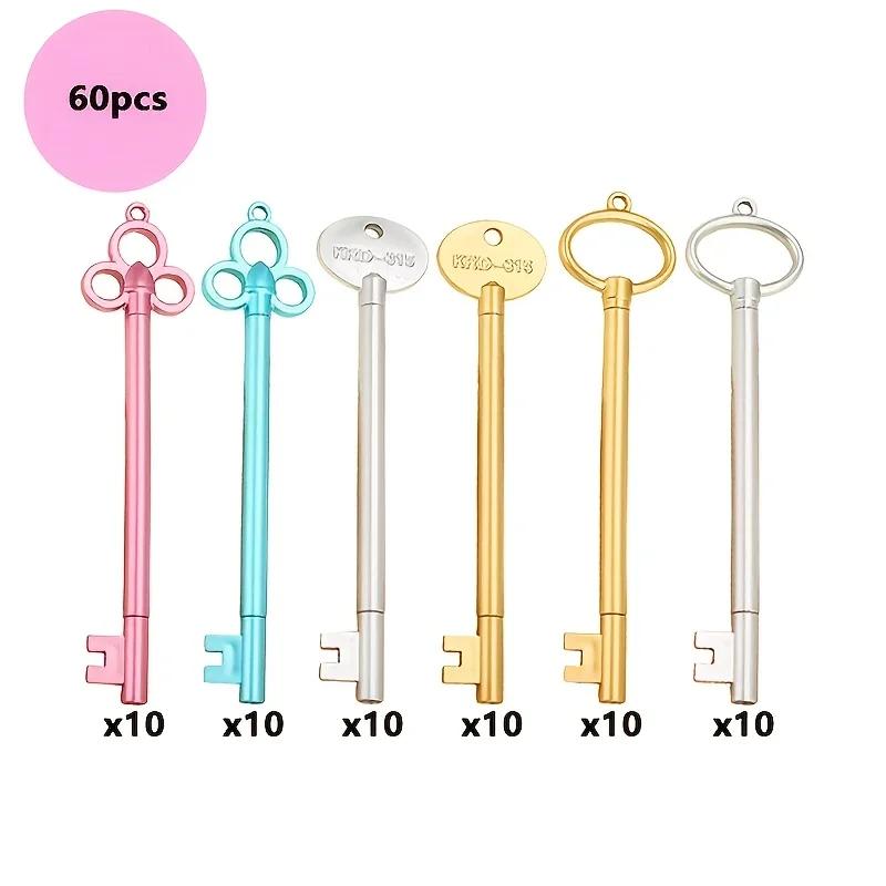 Unisex Pens: 6pcs-60pcs, Stationery Key Shaped, Retro Water-Based, Learning Office Signing Pen, Suitable for Office School Use