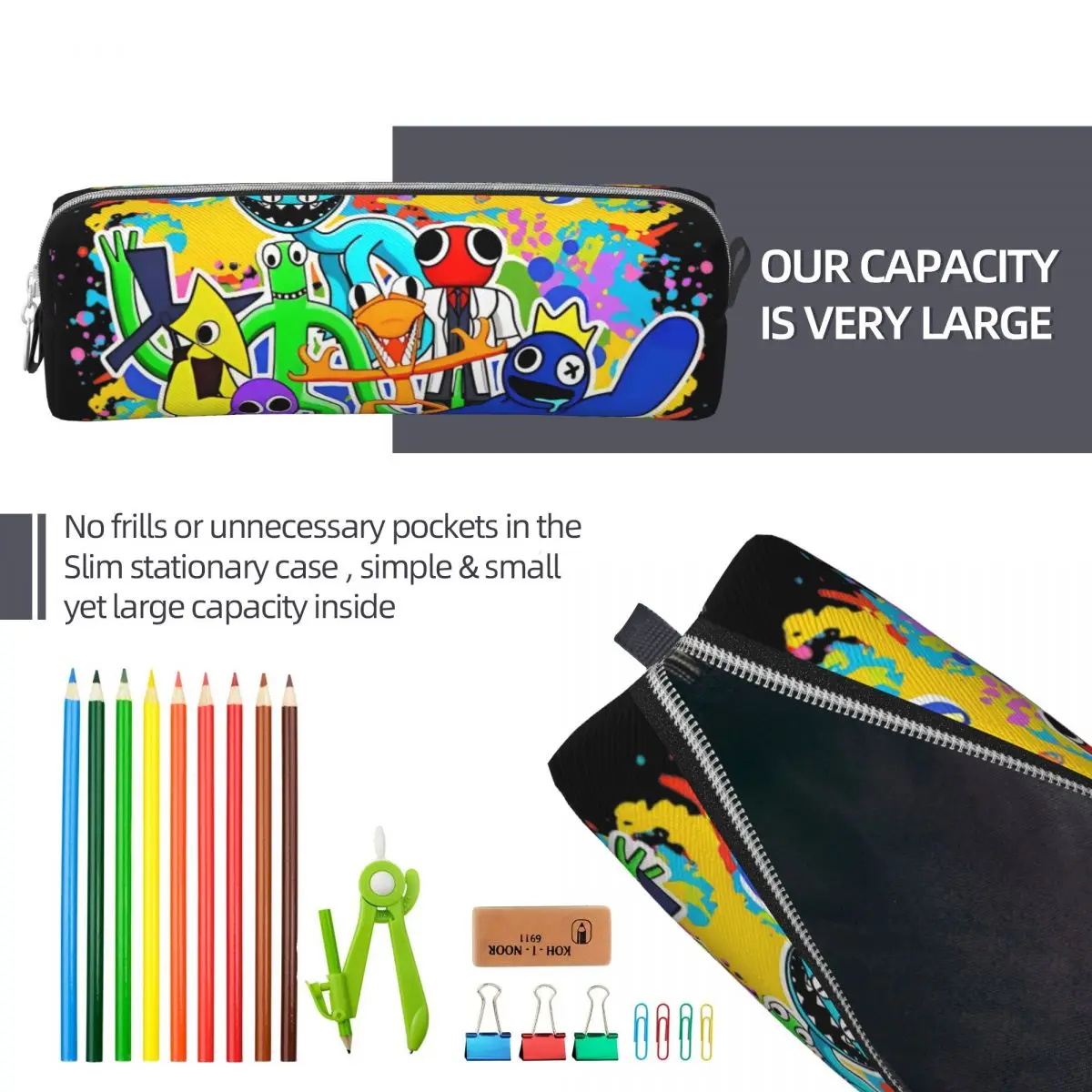 Imagem -06 - Rainbow Friend Pencil Cases Cartoon Game Pencil Pouch Pen Box para Crianças Grande Capacidade Bags para Estudantes Papelaria Escolar Novo