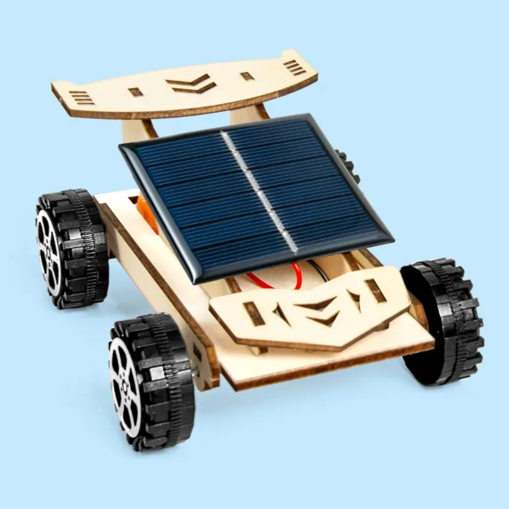 Solar Car Lunar Exploration Vehicle Children's Diy Hand-Assembled Model Diy 3d Wooden Puzzle Science and Education Toys