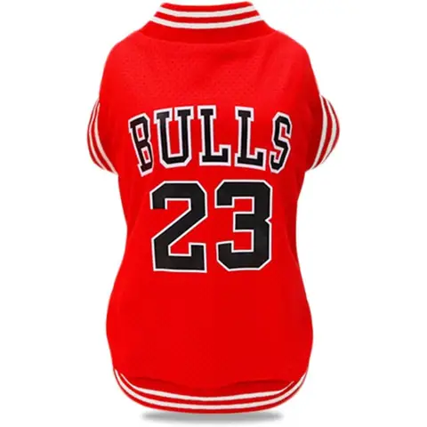 Dog Clothes Basketball Mesh Breathable TShirtPet Clothes Puppy Sportswear Spring Summer Fashion Dog Shirt. Red Small