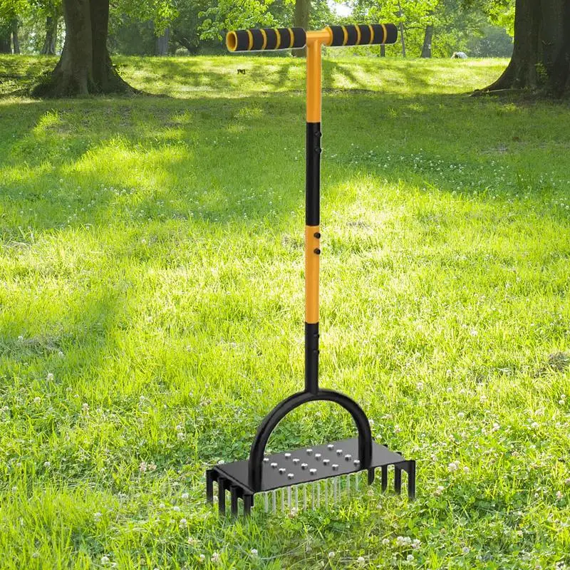 Grass Air Aerator Manual Lawn Handheld Soil Loosening Plugger Carbon Steel Loosening Spike For Garden Yard Farm Patio