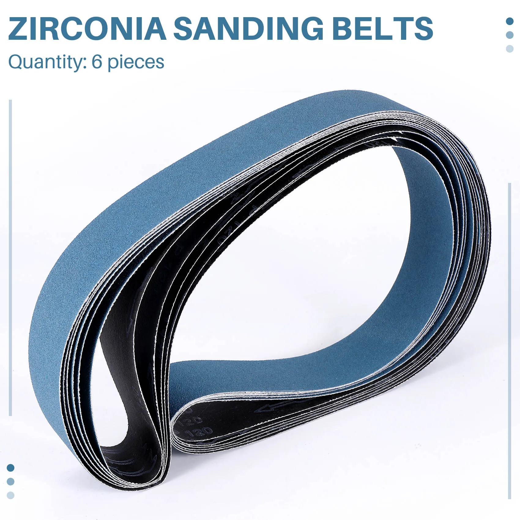 Limited Stock-FF 6Pcs 2 X 72 Inch 120 Grit Zirconia Sanding Belts Metal Grinding Polishing