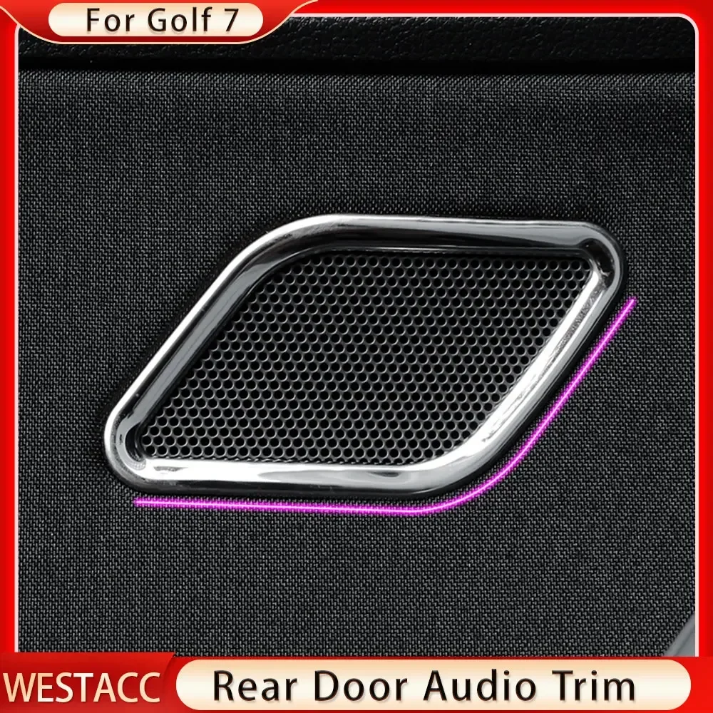 Rear Door Speaker Audio Cover for Volkswagen VW Golf 7 MK7 7.5 MK7.5 2012 - 2019 Sequin Sticker Trim Stainless Steel Accessories
