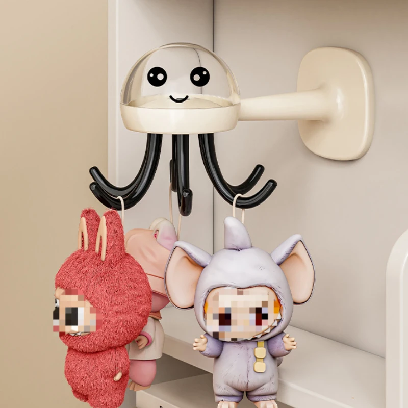 Jellyfish Rotating Hook, Strong Adhesive Kitchen Spatula Storage Rack, Adhesive Hook, No Punching Spoon Shovel Hanging Rack