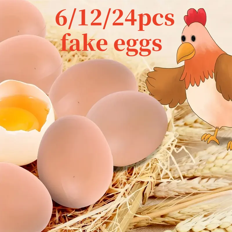 6/12/24Pcs Plastic Eggs Chicken House Small Fake Eggs Farm Animal Supplies Cages Accessories Guide Chicken Nest Egg Painting