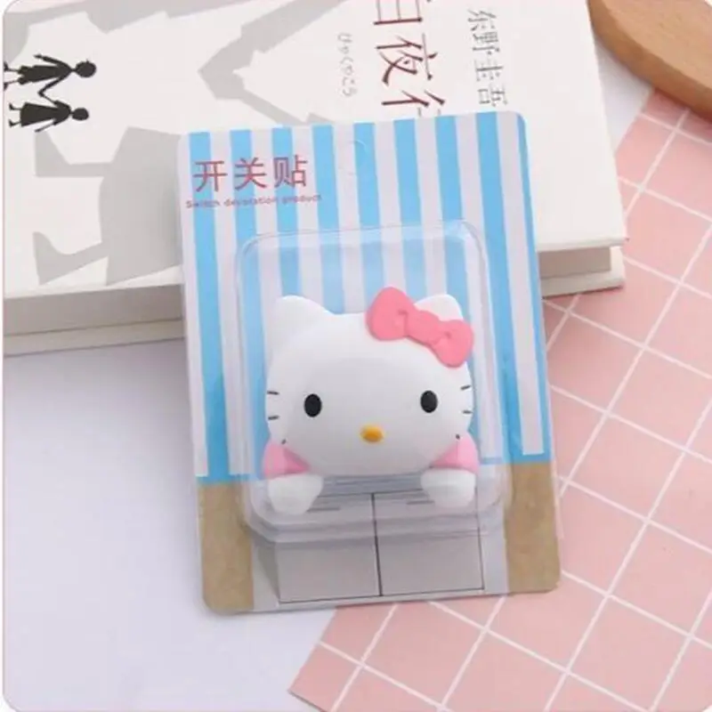 Sanrio Hello Kitty 3d Switch Sticker Kawaii Schattige Anime Cartoon Huishoudelijke Slaapkamer Lamp Schakelaar Decoratie Case Vakantie Geschenken