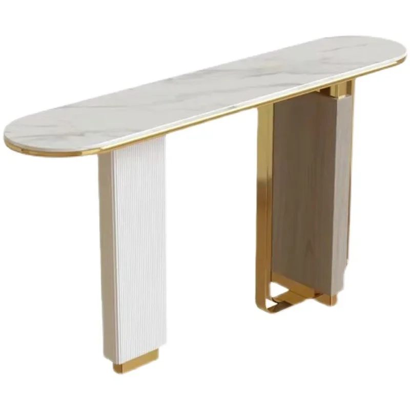 

Marble Xuanguantai rock slab stainless steel metal new Chinese strip case side table entrance lobby