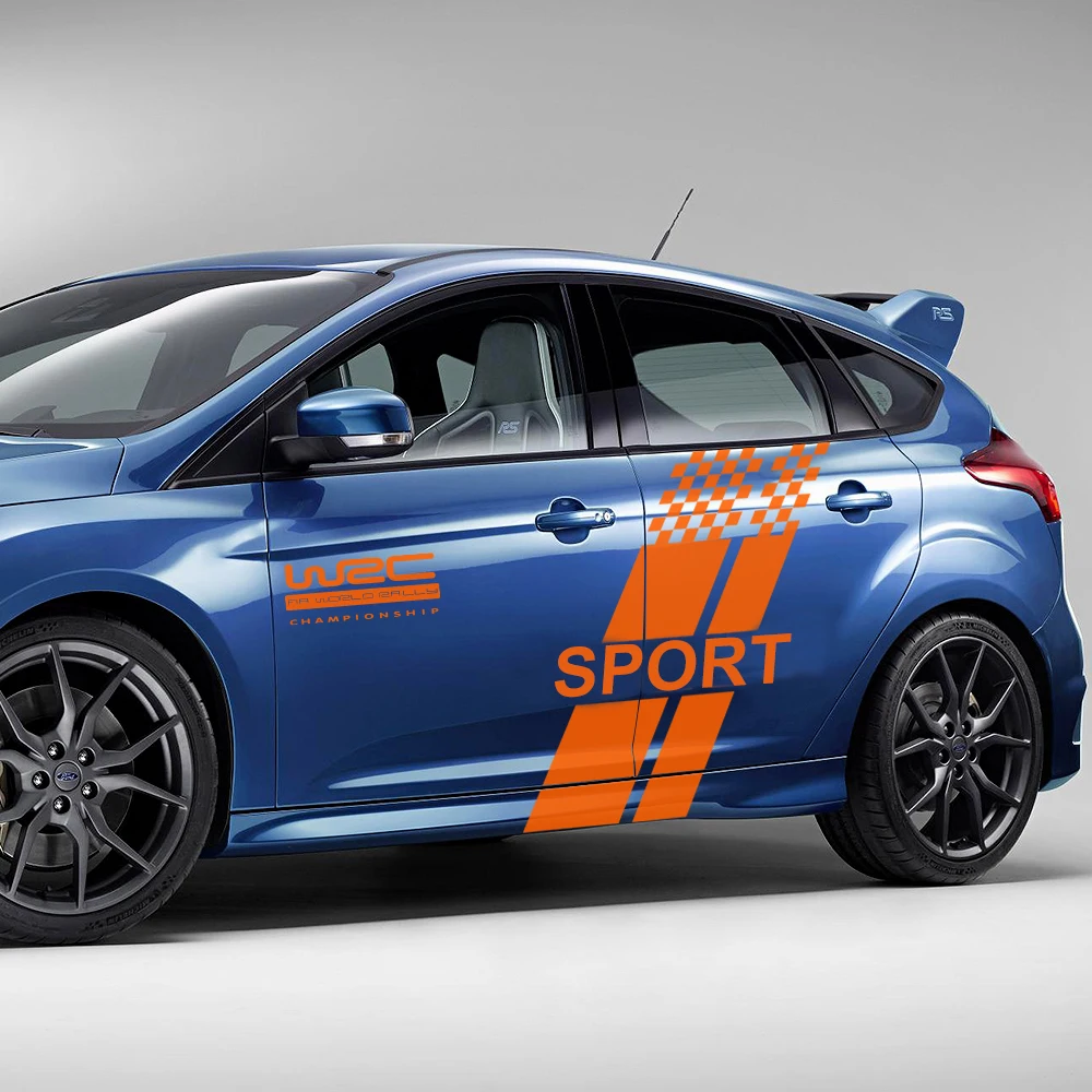 車両両側ボディステッカー スタイリッシュなオートレーシングスポーツスタイリングビニールフィルムデカール フォードフォーカス2 3 MK2 MK3 車チューニングアクセサリー用