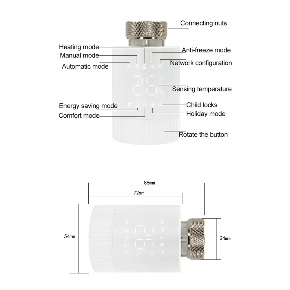 Termostat głowicy zaworu grzejnikowego TRV do kontroli temperatury Zigbee do aplikacji Tuya/Smart Life