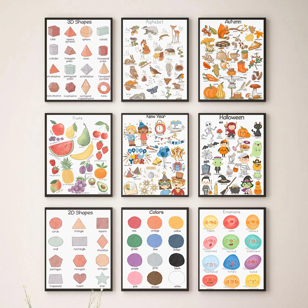 Kids Education Nursery - Carteles de animales pequeños lindos para