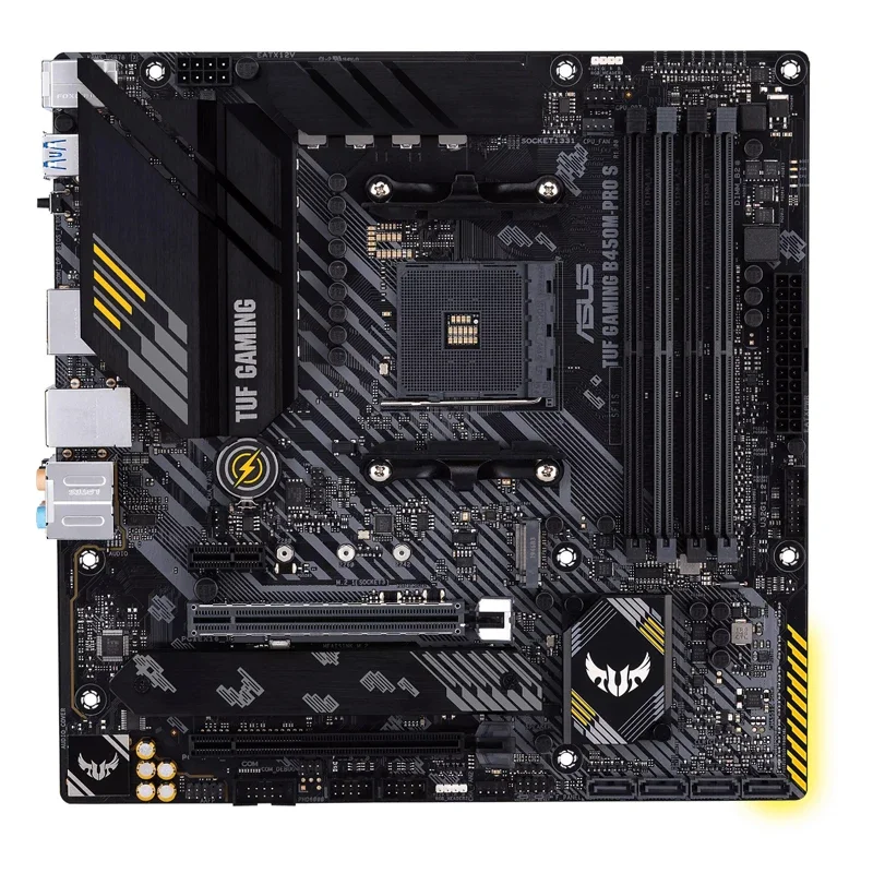 

ASUS TUF GAMING B450M-PRO S AMD B450 (AM4) Micro ATX игровая материнская плата с PCIe 3,0, Dual M.2, 10 уровней мощности DrMOS, 1x ГБ