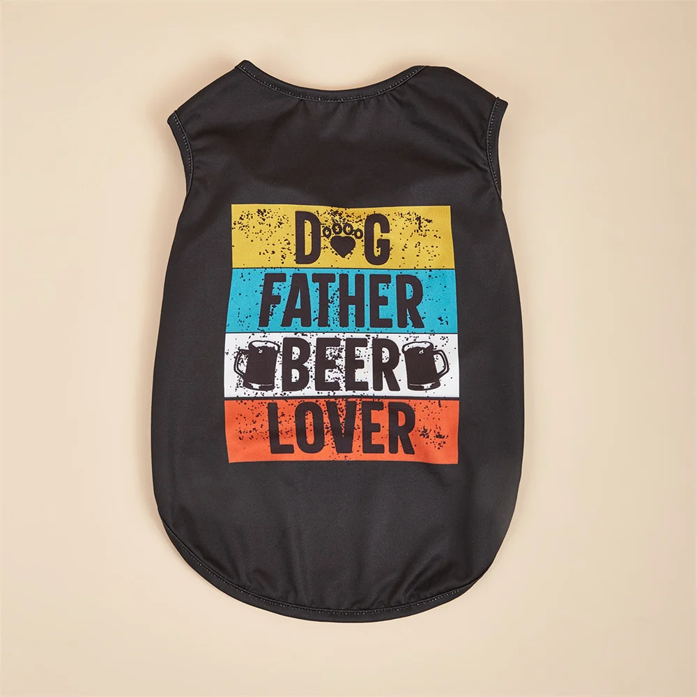 Dog Cloth Shirts Colorful Letter Printed Vest for Small  Dogs Cats Tank Top Costume Dog Puppy Fathers' Day Gift Pet Clothes