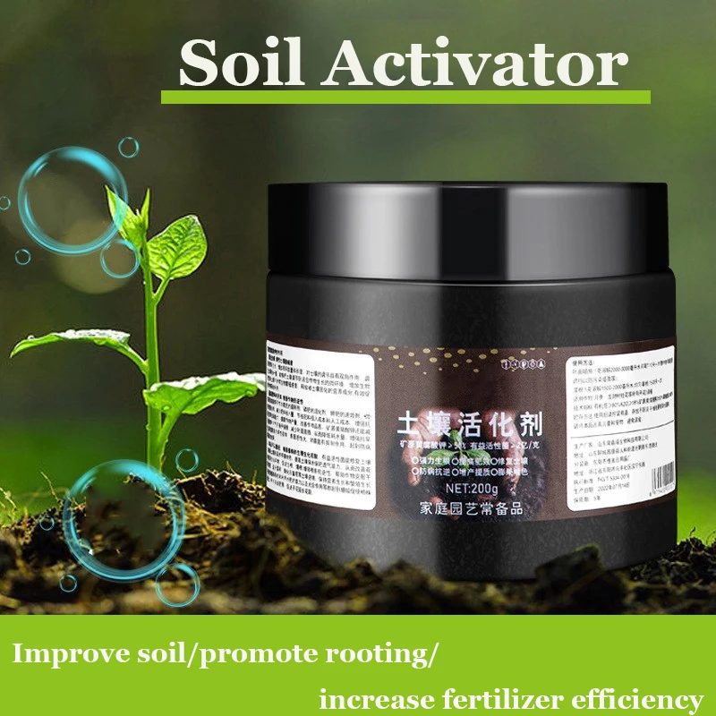 

200 г активатор почвы, источник минерала, калия, гума, водорастворимое цветочное удобрение, рассыпчатая почва, кислота, щелочь, укоренение, питание