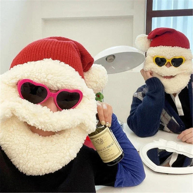 

Adults Teenagers Kids Funny Santa Beard Hats Christmas Dress up Costumes Accessories Cosplay Props Festival Party Headgear