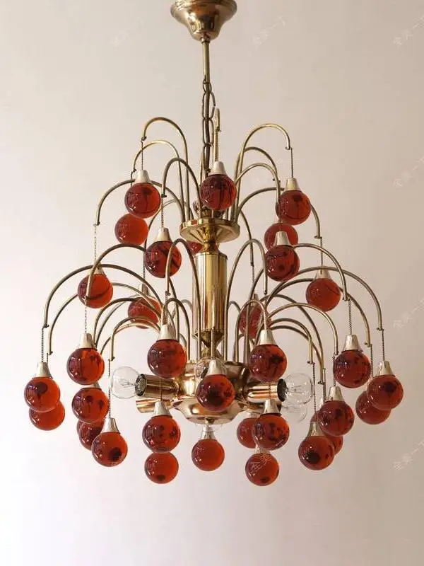 

Italian Crystal Chandeliers Murano Glass Pendant Light Red Purple Creative Teardrop Design Cherry Atmosphere Decor Hanging Lam
