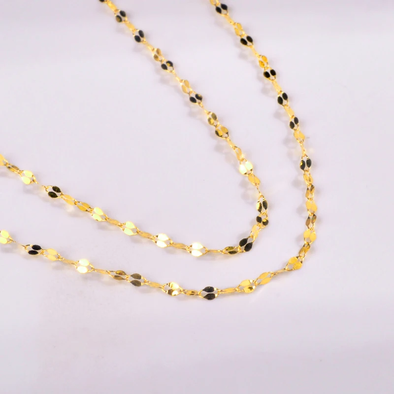 NYMPH Pure 18K Yellow Gold Necklace  Fine Jewelry au750 Lips Chain Shining Wedding Party Anniversary Gift x320